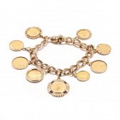 14KT GOLD COIN BRACELET Oval link bracelet