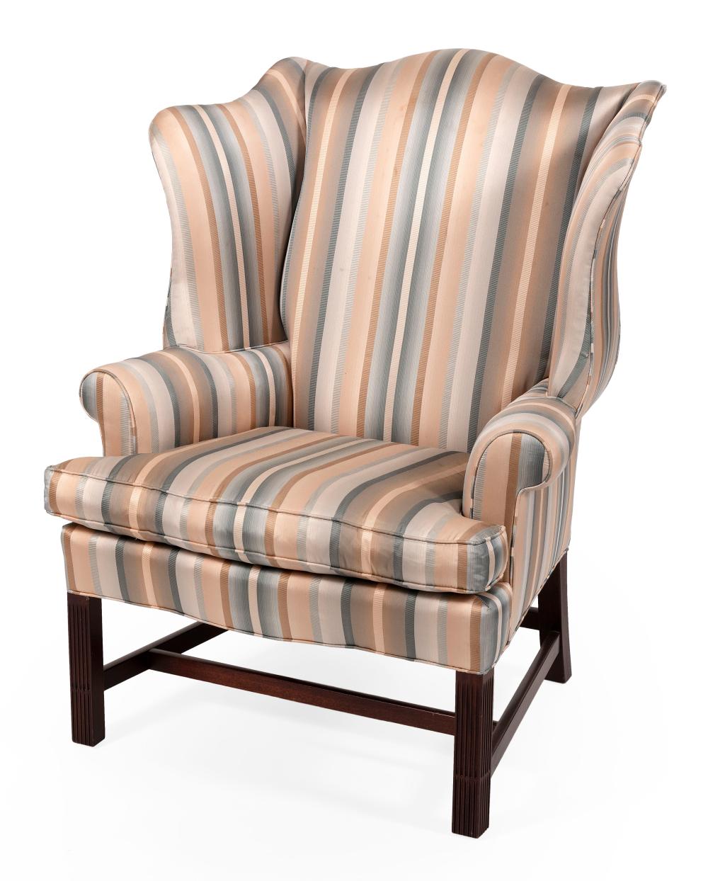CUSTOM CHIPPENDALE STYLE WING CHAIR 34c03e