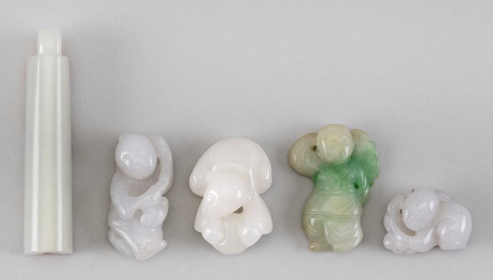 FIVE SMALL CHINESE JADE CARVINGSFIVE 34c2a5
