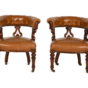 A Pair of William IV Style Leather Upholstered 34c373