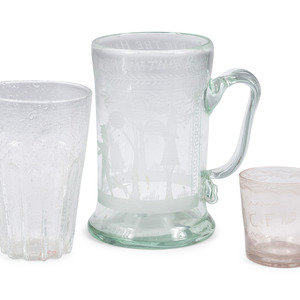 Three Etched and Blown Glass Drinking 34c95c