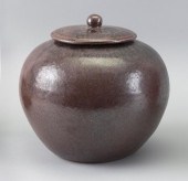 CHINESE BROWN POTTERY COVERED STORAGE