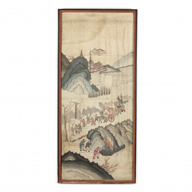 A CHINESE KESI PANEL OF A PROCESSION 34a63a