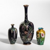 Three Japanese Cloisonn Vases EARLY 34a6d9