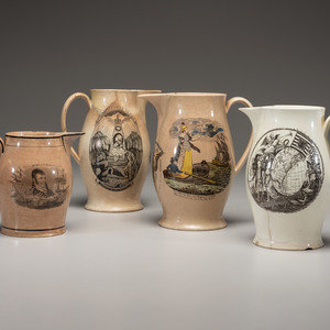 Four Patriotic Creamware Pitchers 19th 34a861