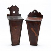 TWO ANTIQUE INLAID MAHOGANY CANDLE 34a8f4
