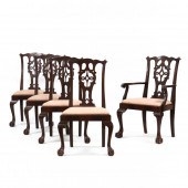SET OF FIVE CHIPPENDALE STYLE CARVED