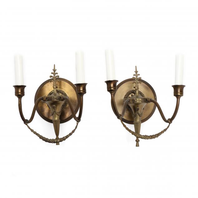 PAIR OF VICTORIAN BRASS WALL SCONCES 34afb4