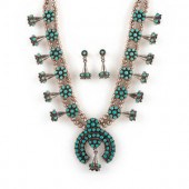 Zuni Petite Silver and Petit Point Turquoise