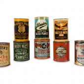 A Group of Eight Salted Peanut Tins
includes