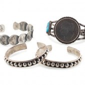 Navajo and Mexican Silver Cuff Bracelets
late