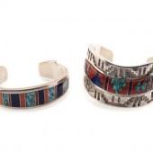 Navajo and Apache Silver and Inlay Cuff