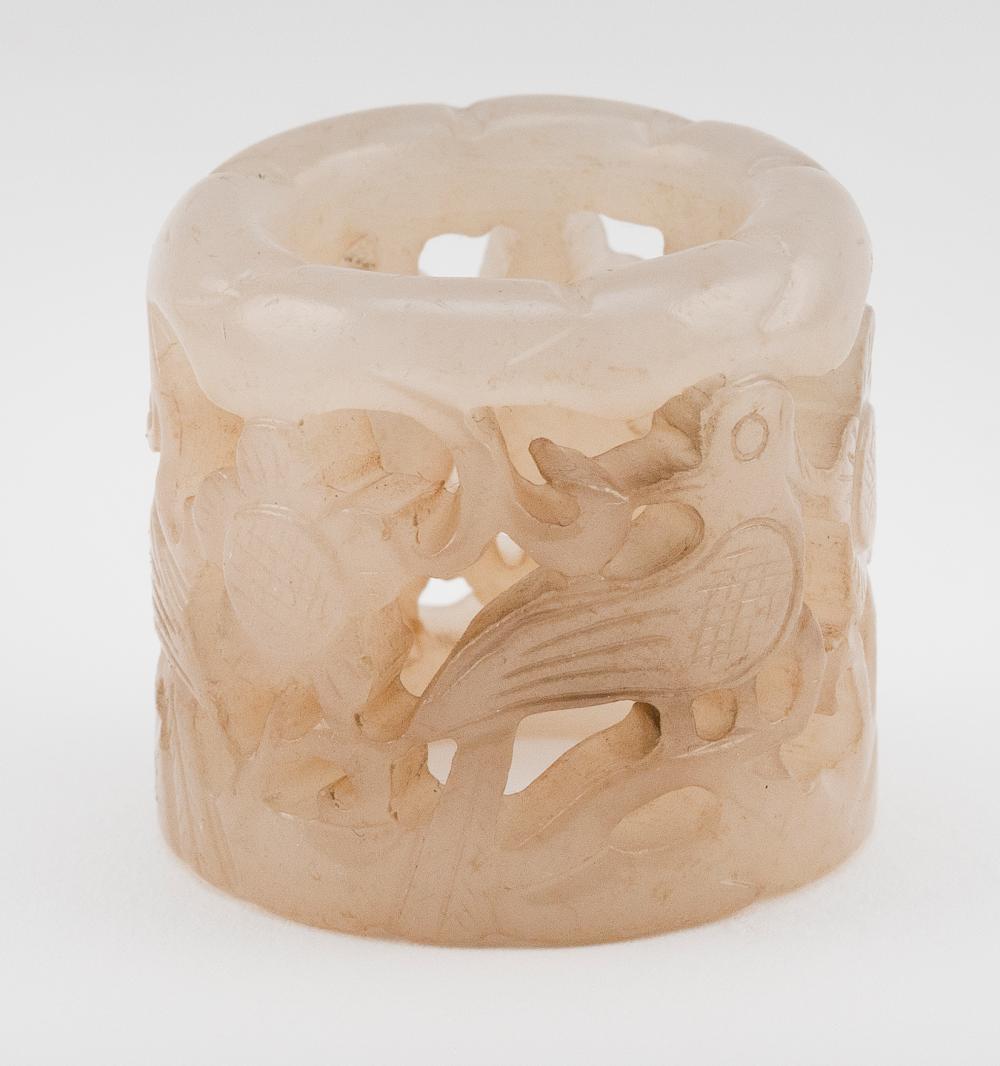 CHINESE CARVED WHITE JADE THUMB