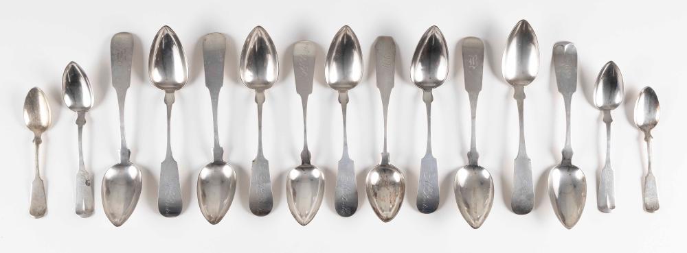 FIFTEEN AMERICAN COIN SILVER SPOONS 34eb38