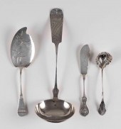 FOUR PIECES OF AMERICAN SILVER FLATWARE
