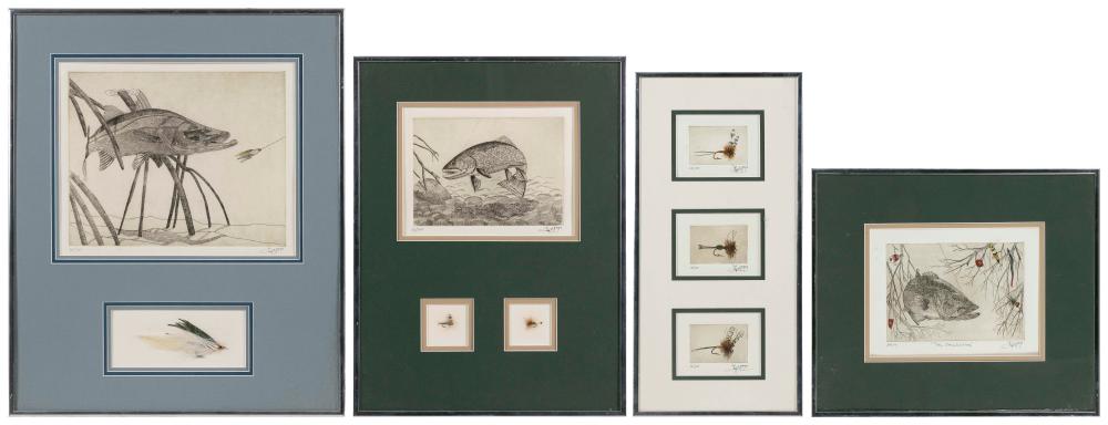 SET OF FLY FISHING PRINTS AND FLIES 34ee36