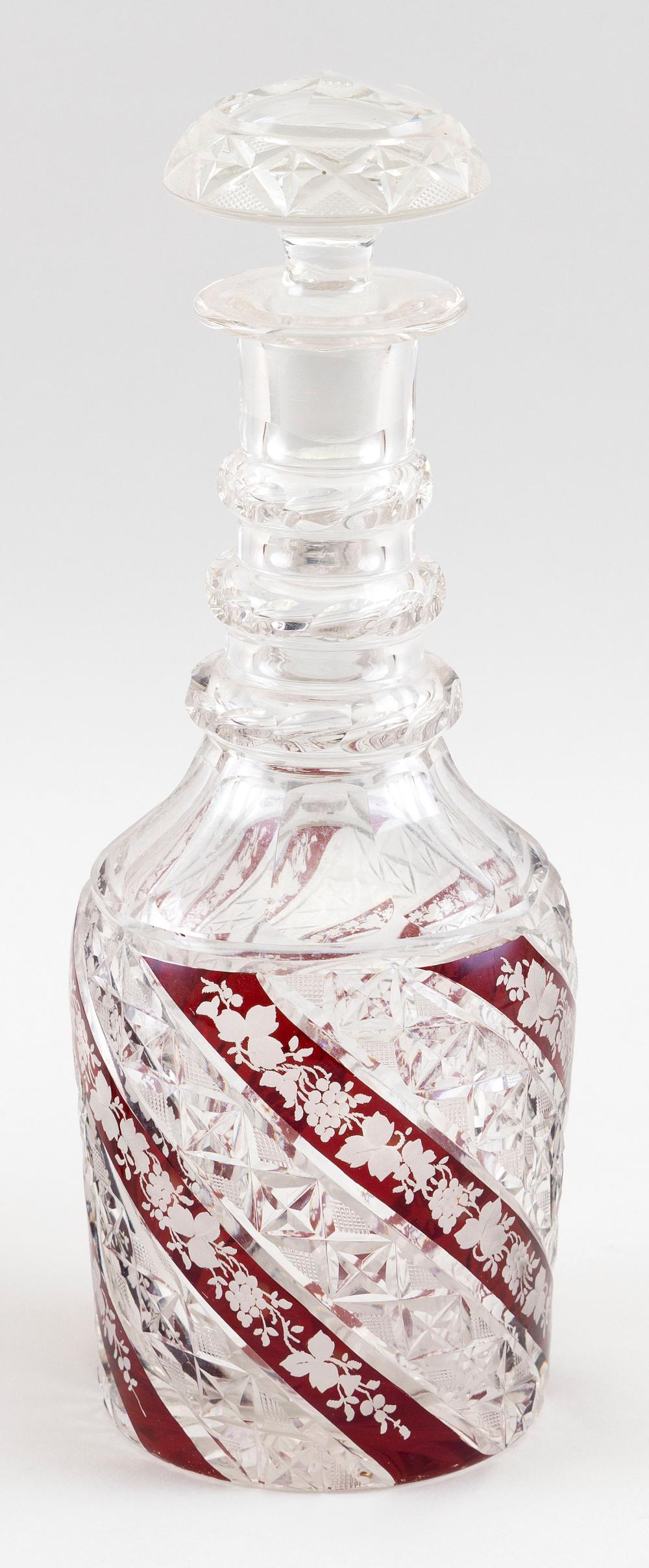 CUT GLASS DECANTER WITH RUBY FLASH 34ee6f