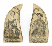 PAIR OF EXCEPTIONAL POLYCHROME SCRIMSHAW
