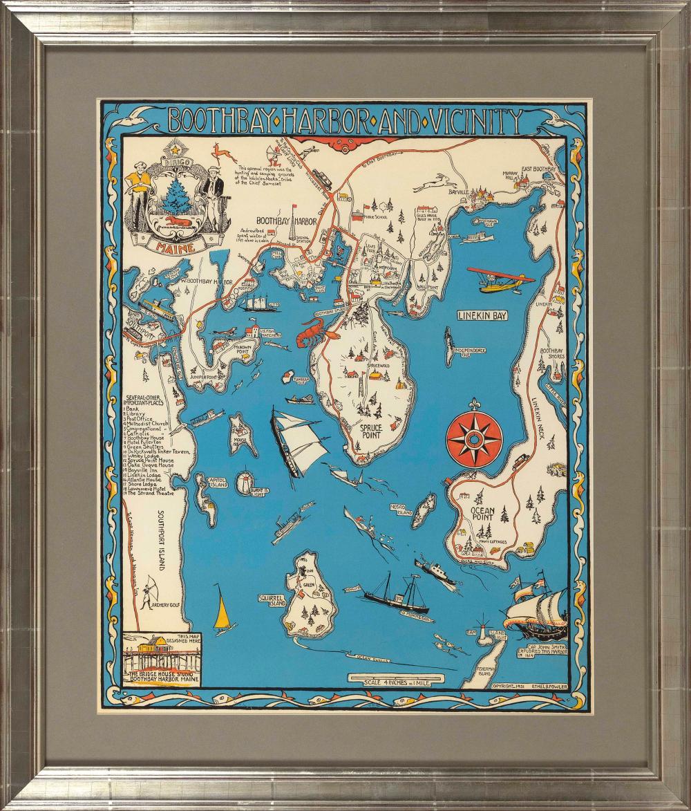 REPRODUCTION DECORATIVE MAP BOOTHBAY 34d09c