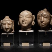 Three Indian White Marble Heads of Deities
Height