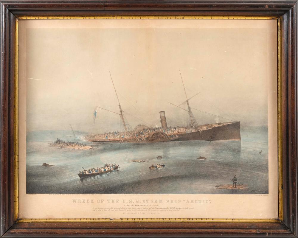 HAND COLORED LITHOGRAPH WRECK 34d616