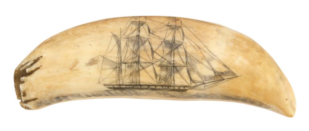 SCRIMSHAW WHALE S TOOTH DEPICTING 34d815