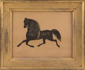 LITHOGRAPHED SILHOUETTE OF A HORSE 13”