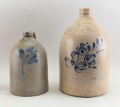 TWO STONEWARE JUGS LATE 19TH/EARLY 20TH