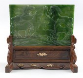 CHINESE CARVED SIMULATED GREEN JADE