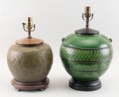 TWO CHINESE STONEWARE OVOID JARS 19TH