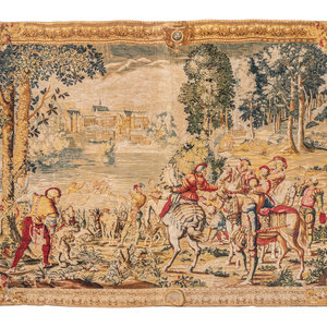 A Flemish Style Printed Tapestry 20th 350da1