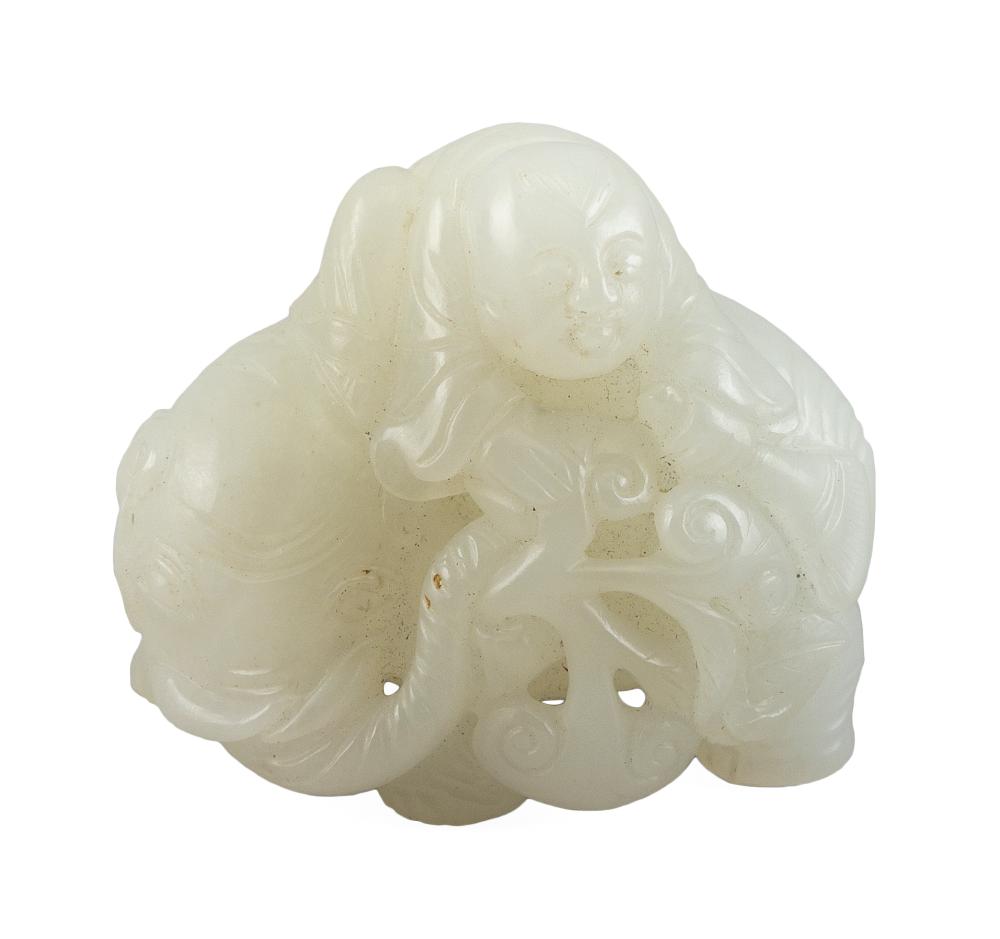 CHINESE CARVED WHITE JADE FIGURE 35131e
