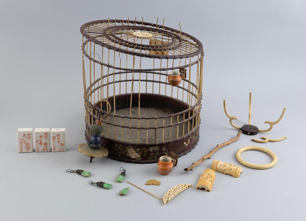 CHINESE BAMBOO BIRDCAGE ASSEMBLAGE 35134c