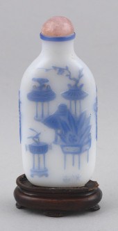 CHINESE OVERLAY GLASS SNUFF BOTTLE 19TH