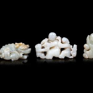 Three Chinese Celadon Jade Carvings comprising 351572