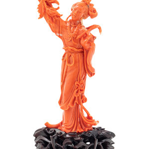 A Chinese Red Coral Figure of a 3515c0