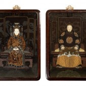 A Pair of Chinese Reverse Glass Paintings
19TH