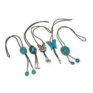 Navajo and Zuni Silver Bolo Ties second 35188d