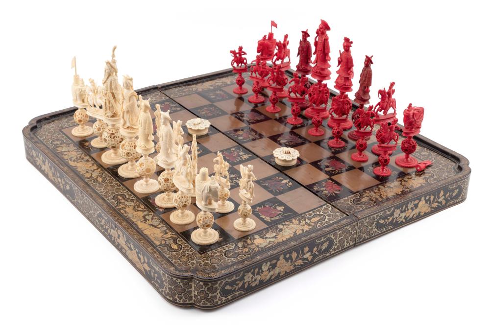 CHINESE EXPORT LACQUER CASED CHESS 34f3d9