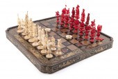 CHINESE EXPORT LACQUER-CASED CHESS SET