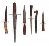 FIVE FIXED BLADE DIRKS 19TH CENTURY