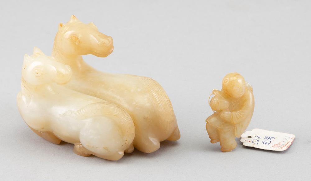 TWO CHICKEN BONE JADE CARVINGSTWO 34f680