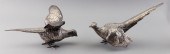 PAIR OF SILVER PLATED PHEASANTS LATE