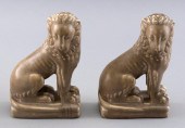 PAIR OF ROOKWOOD POTTERY LION BOOKENDS