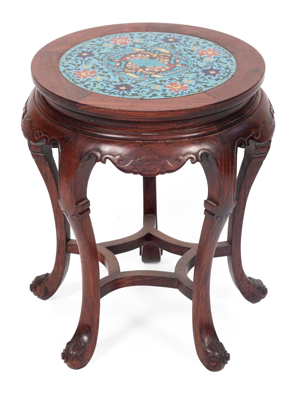 CHINESE CARVED ROSEWOOD TABORET 34fc8a