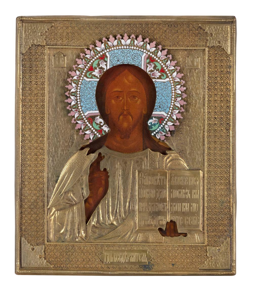 ENAMELED RUSSIAN ICON OF CHRIST 34fe36