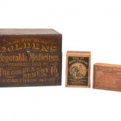 Three Wooden Advertising Boxes
including
