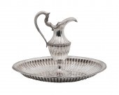 PORTUGUESE SILVER EWER AND BASIN 18th