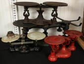 FIVE SETS OF IRON, BRASS AND OTHER ANTIQUE