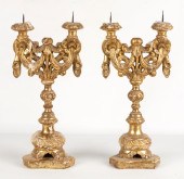 EARLY CARVED GILTWOOD PRICKETS 353127